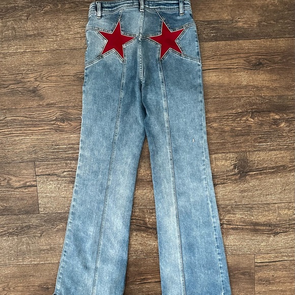 Free People We The Free Firecracker Flare Jean With Suede Star Detail 28x32 - Picture 2 of 5